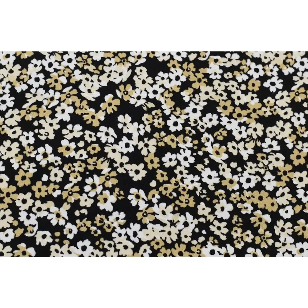 Michael Kors Women's Size 2X Black Gold White Floral Daisy Print Short Sleeve